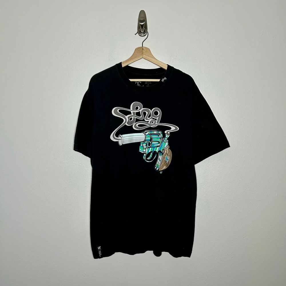LRG Lifted Research Group Vintage Pipe Gun Graphic T-Shirt Black Sz L